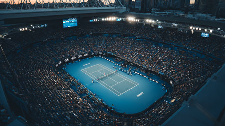Professional Tennis Tournament in Australia - Exciting Sports Event Photographyの素材