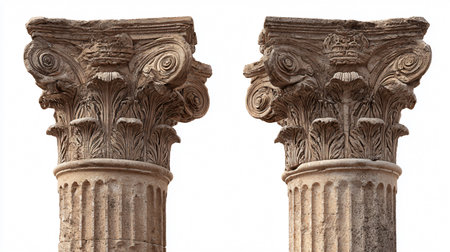 Elegant Ancient Greek Vintage Columns Isolated for Architectural Designsの素材