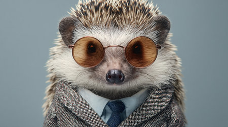 Stylish Hedgehog Portraits: Unique Business Animal Posesの素材