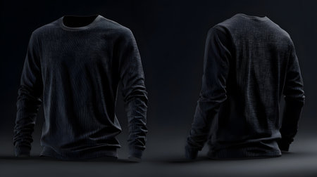 Professional 3D Blank Black Long Sleeve Shirt Mockup for Design Showcaseの素材