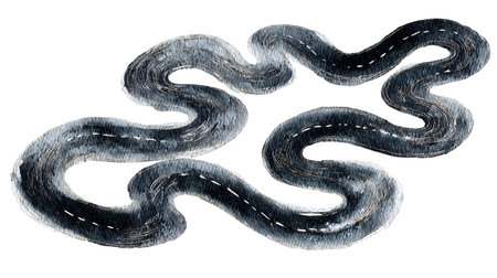 Black Winding Road Seamless Repeat Pattern Designの素材
