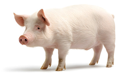 Adorable Pig Isolated on White Background for Energetic Design Projectsの素材