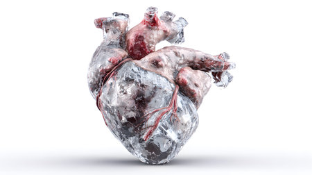 Anatomical Heart Encased in Solid Ice - Medical Illustration Conceptの素材