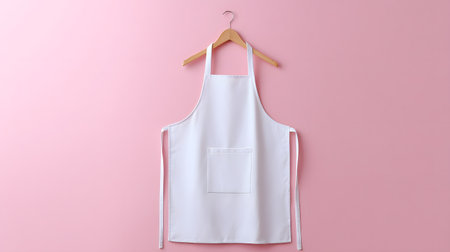 Professional White Blank Apron on Hanger Isolated on Light Backgroundの素材
