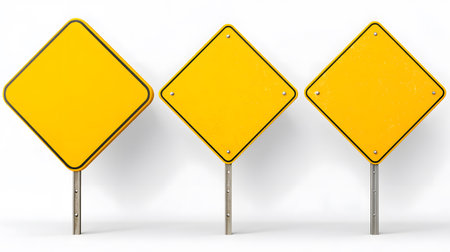 Blank Yellow Road Signs Isolated for Traffic - Professional Signage Designの素材