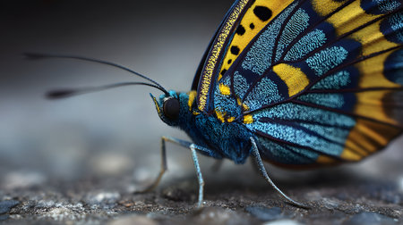 Close-up Butterfly Wings Spread Out in Beautiful Detailの素材
