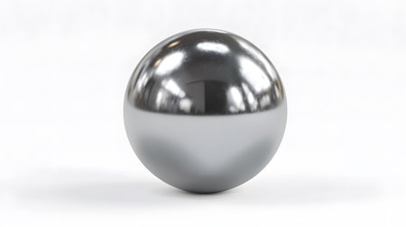 Realistic Chrome Steel Ball Isolated on White Backgroundの素材
