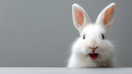 White Smiling Rabbit Bunny Cute Pet Animal Professional Commercial Imageの素材