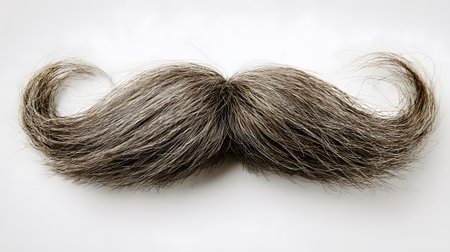 Professional Gray Hair Moustache Isolated on White Background for Advertising Campaignsの素材
