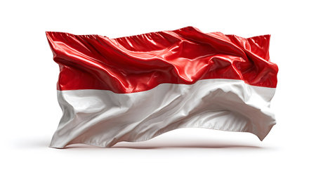 Vibrant Indonesia Flag Isolated on White Background for Design Projectsの素材