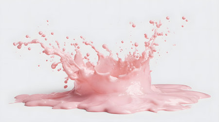 Delicious Pink Cream or Yogurt Splash on White Background for Food Photographyの素材