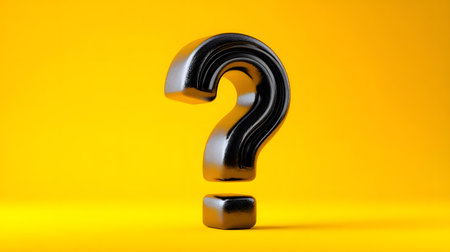 3D Rendering of Question Mark on Vibrant Yellow Background for Creative Conceptsの素材