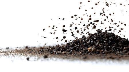 Scattered Black Ground Pepper Spice Flying Isolatedの素材