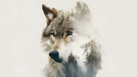 Majestic Wolf Head on White Background - Professional Wildlife Photographyの素材