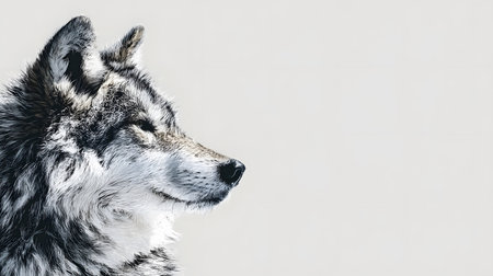 Detailed White Background Wolf Drawing Illustration for Graphic Design Projectsの素材