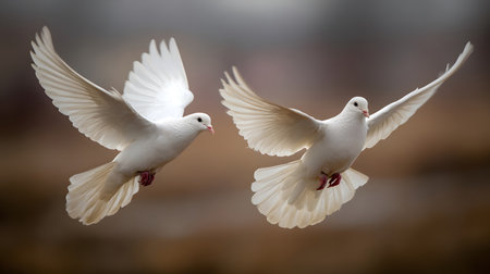 Elegant White Doves in Flight - Symbol of Peace and Freedomの素材