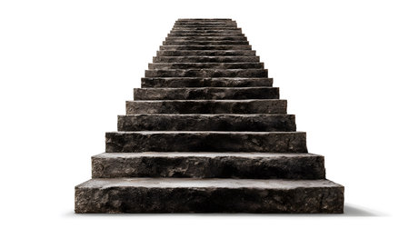Climb to Success: Isolated Stairs on White Backgroundの素材