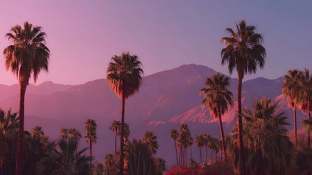 Stunning Sunset in Palm Springs with Matte Violet Colorの素材