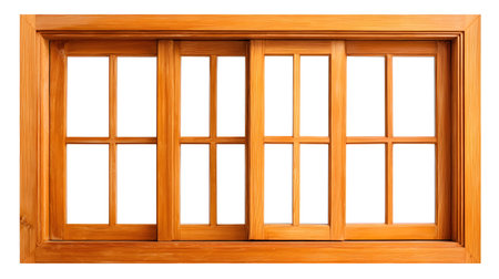 Modern Wooden Window Frame Isolated on White Backgroundの素材