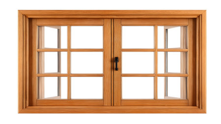 Modern Wooden Window Frame Isolated on White Backgroundの素材