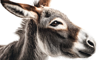 Professional Portrait of Isolated Donkey on White Backgroundの素材
