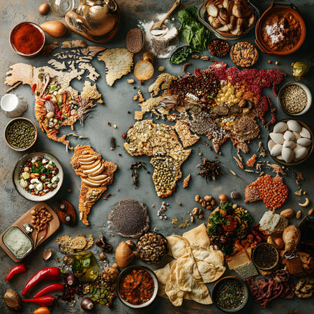 World Map Covered in Various Foliage - Detailed Illustration for Designers and Cartographersの素材