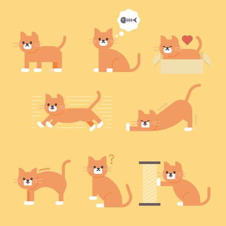 cute cat character. flat design style minimal vector illustrationのイラスト素材