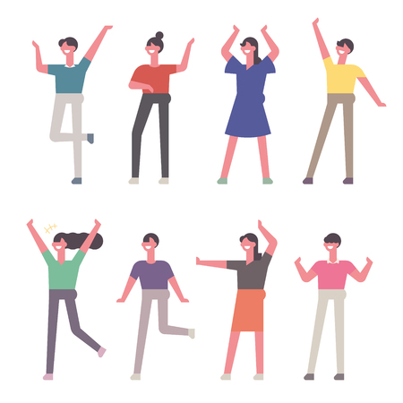happy people characters. flat design style minimal vector illustrationのイラスト素材