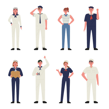 Sailor uniform character flat design style minimal vector illustrationのイラスト素材