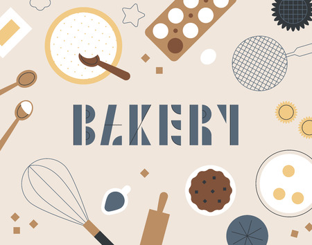 bakery concept wallpaper or cover design. flat design style minimalのイラスト素材