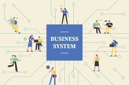 Business characters working together in the office.のイラスト素材