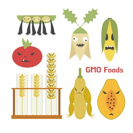 Plants that are bad for genetic engineering. flat design style minimal vector illustration.のイラスト素材