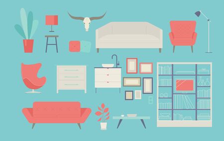 Furniture for the interior. flat design style minimal vector illustration.のイラスト素材