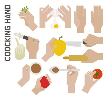 Cooking hands set. flat design style minimal vector illustration.のイラスト素材