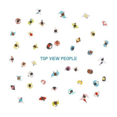 Top view crowd people. flat design style minimal vector illustration.のイラスト素材