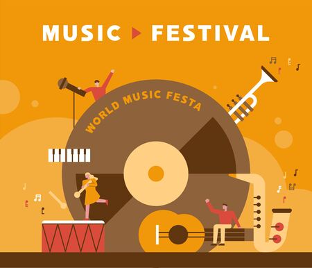 Music Festival Poster. flat design style minimal vector illustration.のイラスト素材