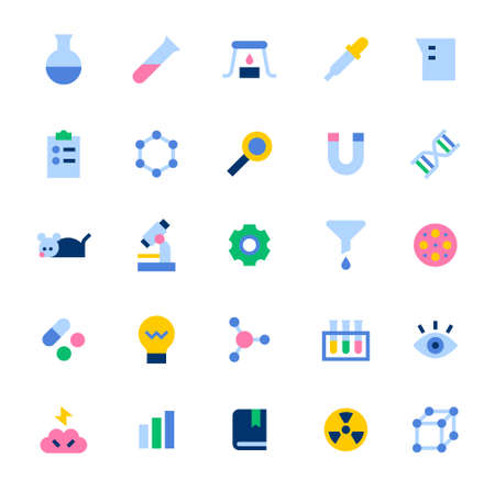 A collection of simple and cute science icons. flat design style minimal vector illustration.のイラスト素材