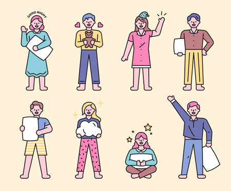 Cute scientists doing experiments in the lab. flat design style minimal vector illustration.のイラスト素材