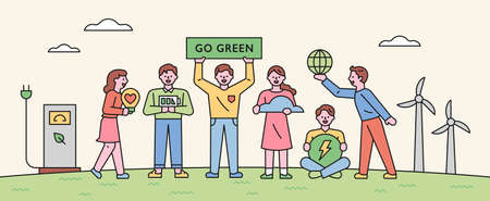 people are saving the earthのイラスト素材
