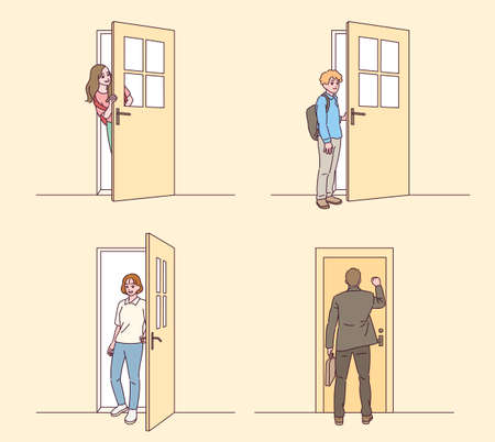 People who open the door.のイラスト素材