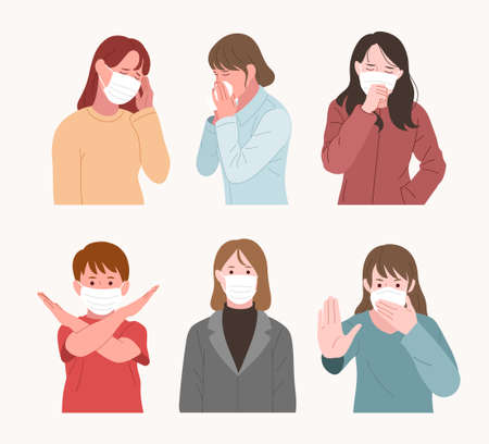 A collection of characters wearing masks.のイラスト素材