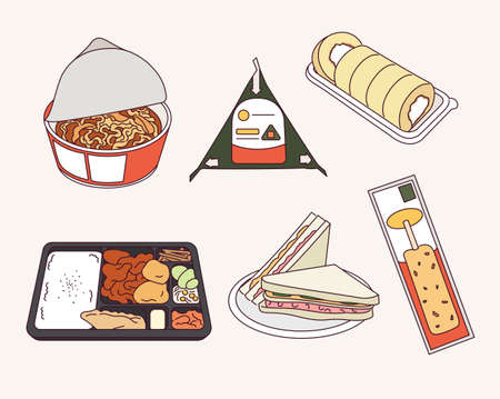 Korean convenience store foods.のイラスト素材