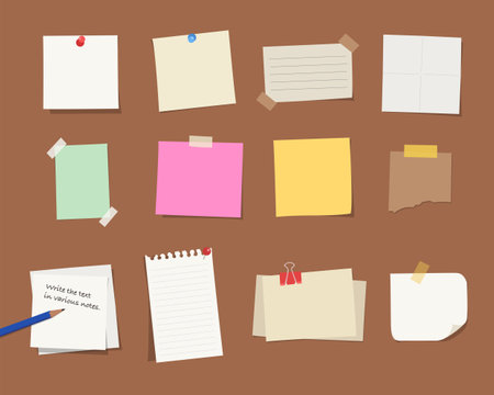 Various types of memo papers.のイラスト素材