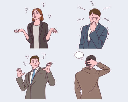 Various expressions and gestures of office workers.のイラスト素材