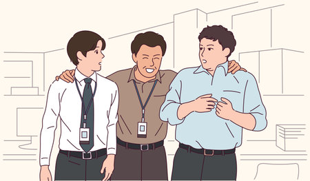 Businessmen of various ages are having a conversation.のイラスト素材