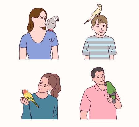 People who keep parrots.のイラスト素材