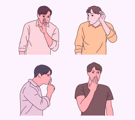 A man is making a secret gesture.のイラスト素材