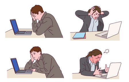 Business people angry because of a problem with their work.のイラスト素材