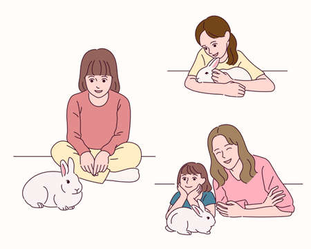 The girl who raises a rabbit.のイラスト素材