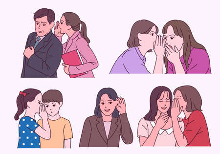 Various people whisper and spread rumors.のイラスト素材